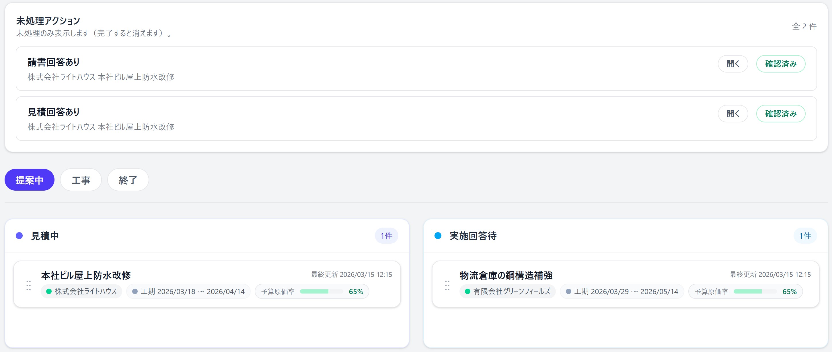ダッシュボード画面